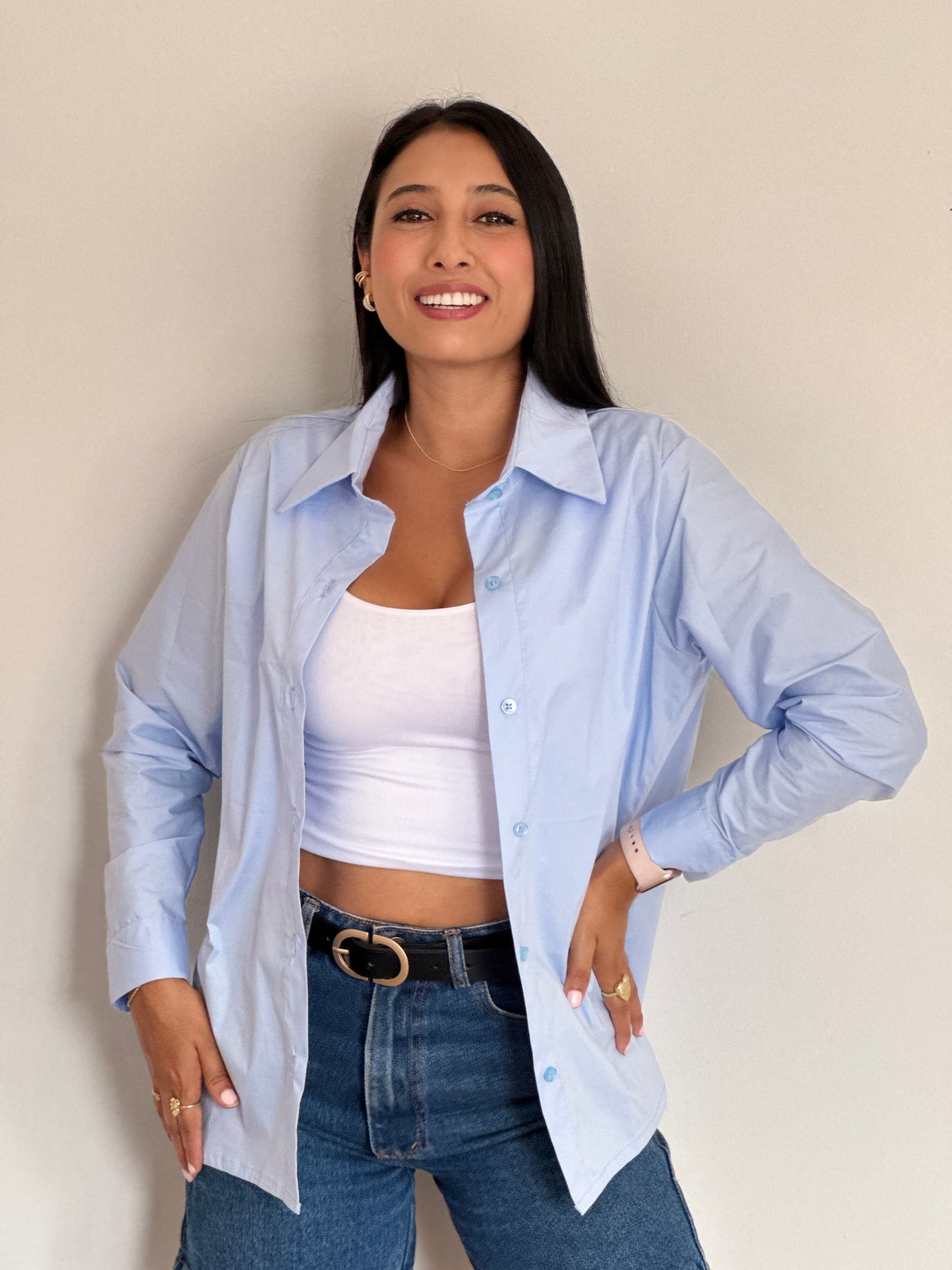 CAMISERA POPELINA LARGA MANGA LARGA