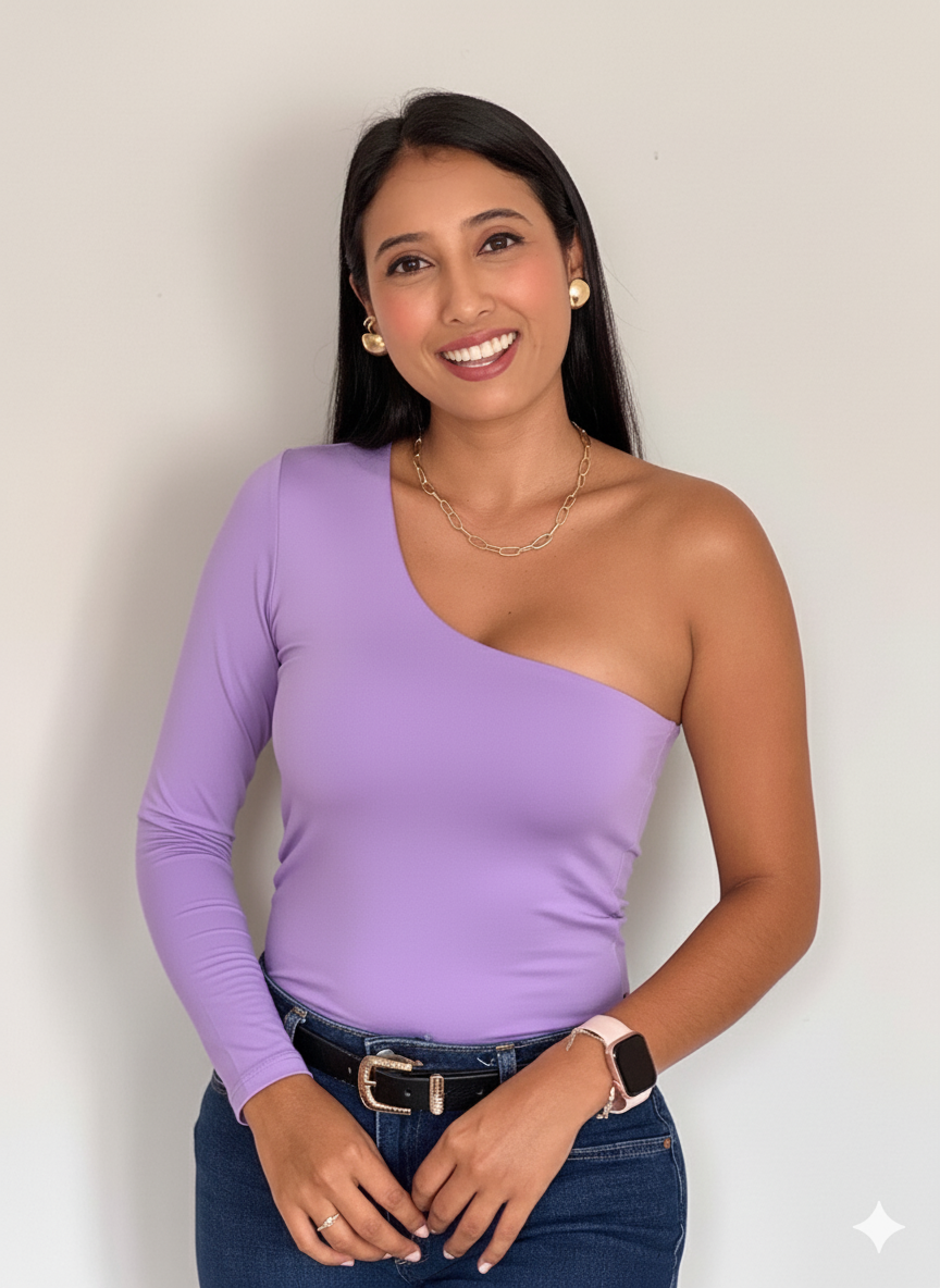 Body medio beso manga larga