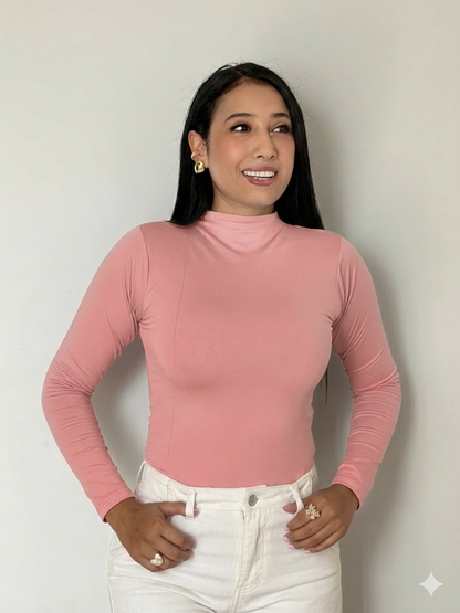 Basica cuello alto manga larga