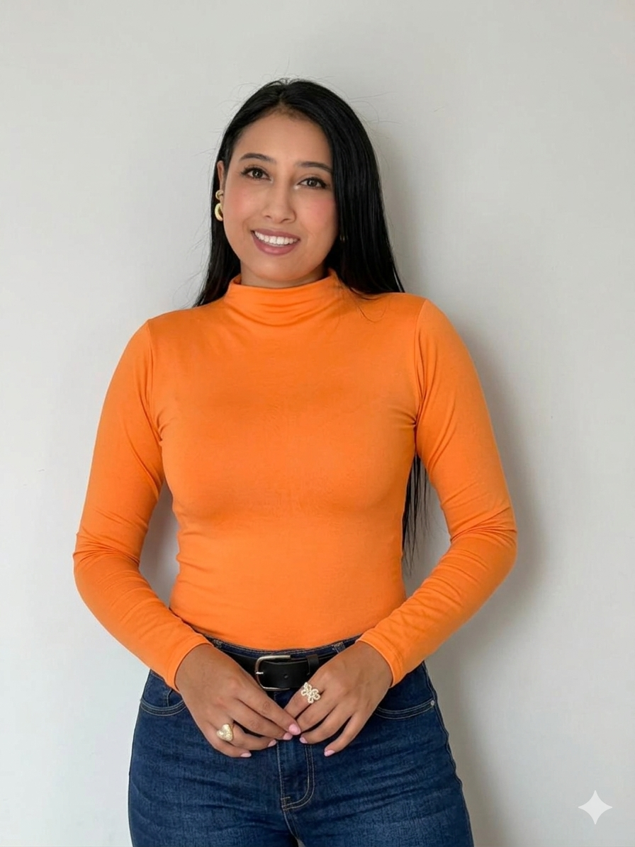 Basica cuello alto manga larga