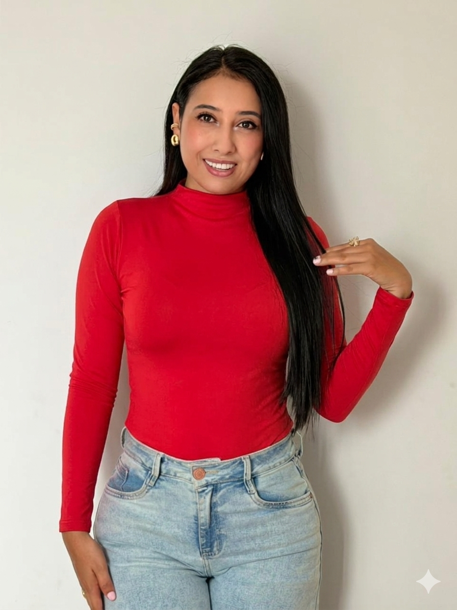 Basica cuello alto manga larga