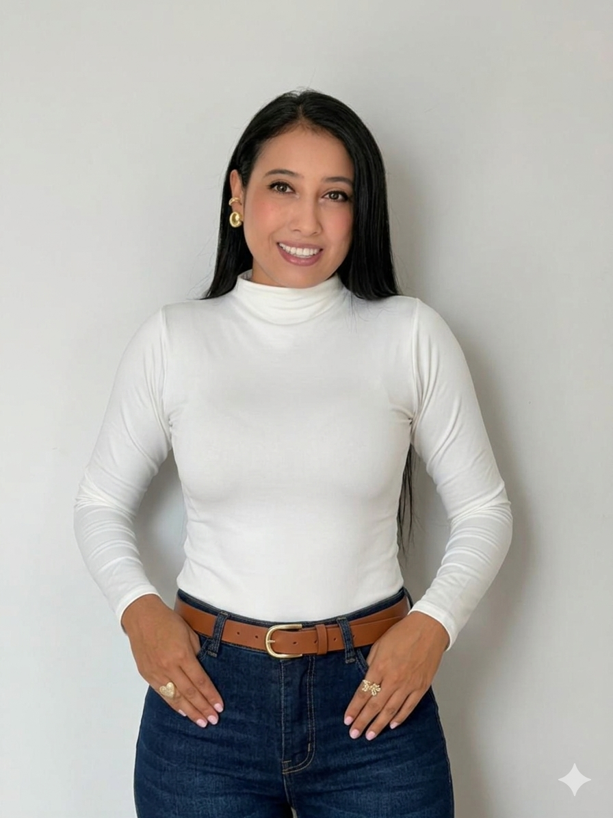 Basica cuello alto manga larga