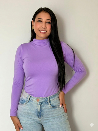 Basica cuello alto manga larga